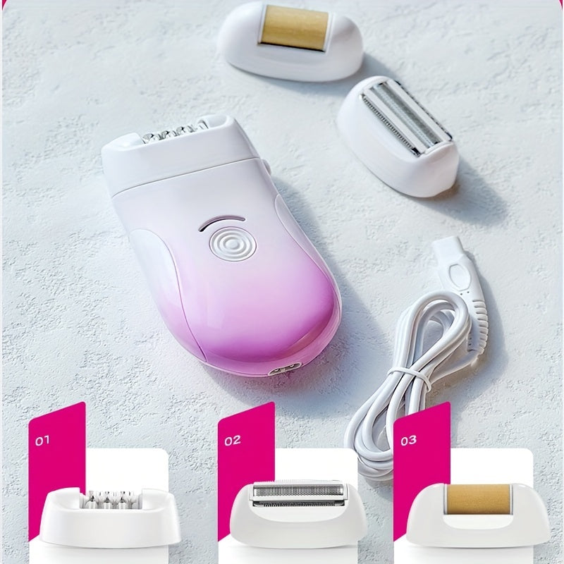 3-in-1 Wireless Epilator for Women - Painless Hair Removal with Precision Electric Tweezers - Rechargeable & Worldwide USB Charging for Effortless Legs and Arms Smoothness