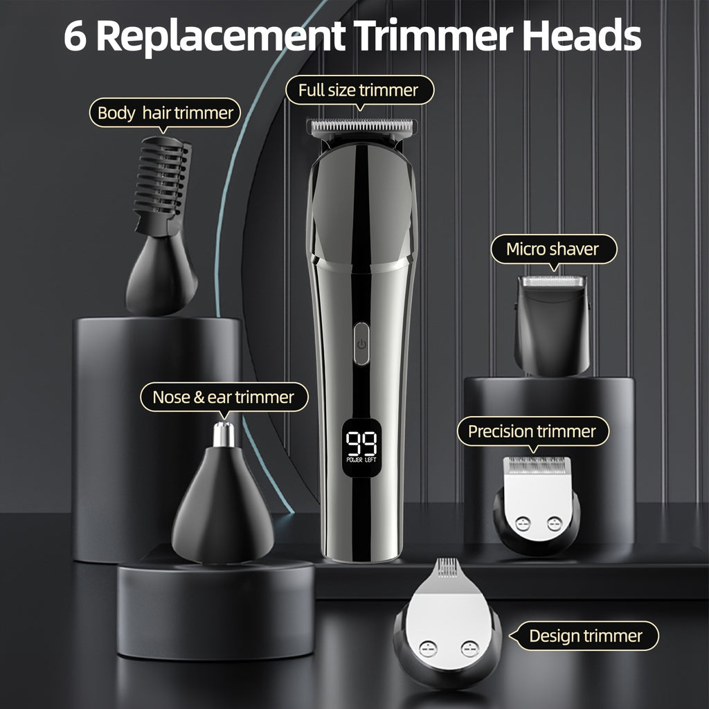 Cordless USB Rechargeable 10-in-1 Men's Grooming Kit - Beard Trimmer, Hair Clippers, Body & Nose Hair Trimmer with Precision Blades, 600mAh Lithium Battery - Ideal Gift for Him, Includes Charging Stand, Barber Accessories