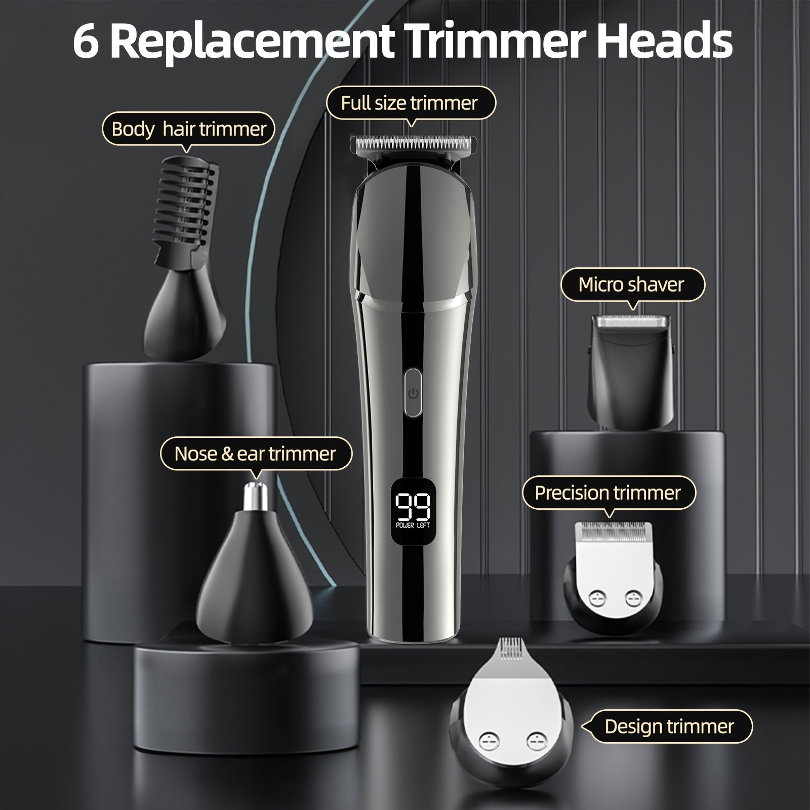 Cordless USB Rechargeable 10-in-1 Men's Grooming Kit - Beard Trimmer, Hair Clippers, Body & Nose Hair Trimmer with Precision Blades, 600mAh Lithium Battery - Ideal Gift for Him, Includes Charging Stand, Barber Accessories