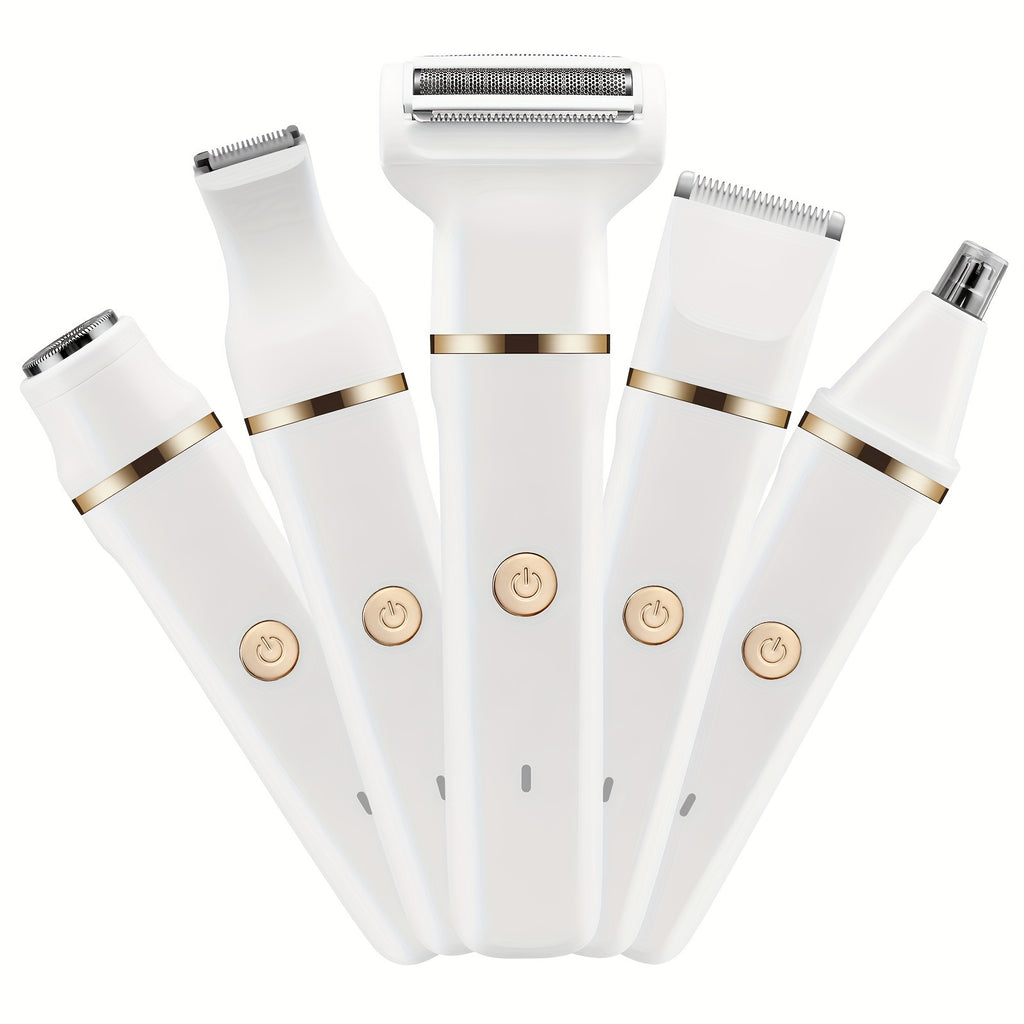 Electric Bikini Trimmer for Women - 5in 1 Rechargeable Electric Razors for Women, Painless Women'S Body Shaver, Facial Razor & Nose Hair Shaver