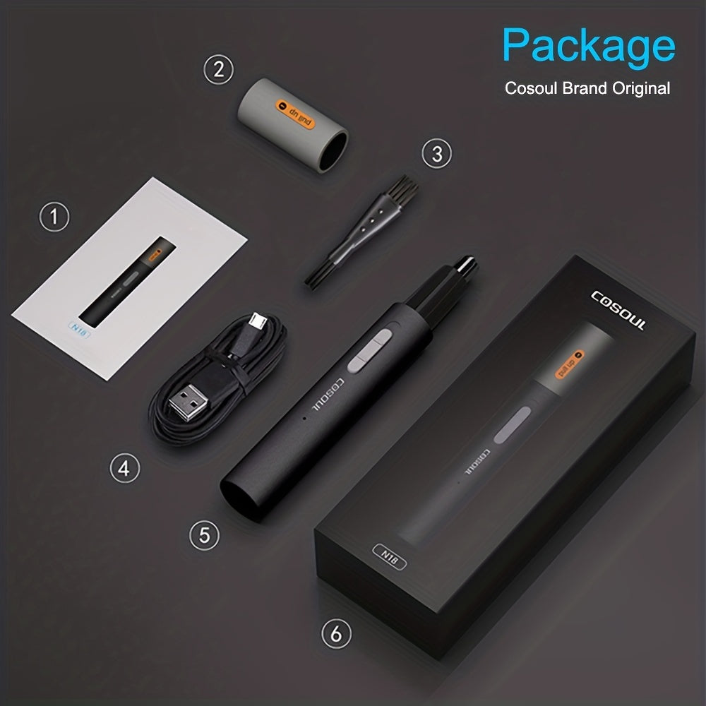 Rechargeable Nose Hair Trimmer - Metal Alloy Nose & Ear Hair Removal Shaver with Precision Blades