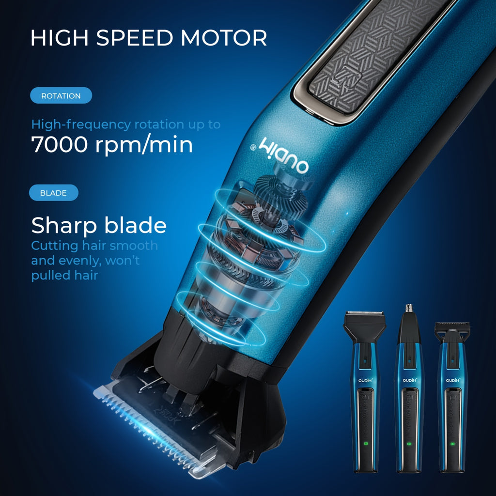 [5-in-1 Hair Clippers Kit] OUDIM 5-in-1 Cordless Shaving and Hair Clippers Kit | Electric Shaver, Body Hair Trimmer, Lady Shaver, Epilator, Bikini Hair Removal, Groin Trimmer | Adjustable Combs, Travel Case - for Men, Barbers, and Family Use