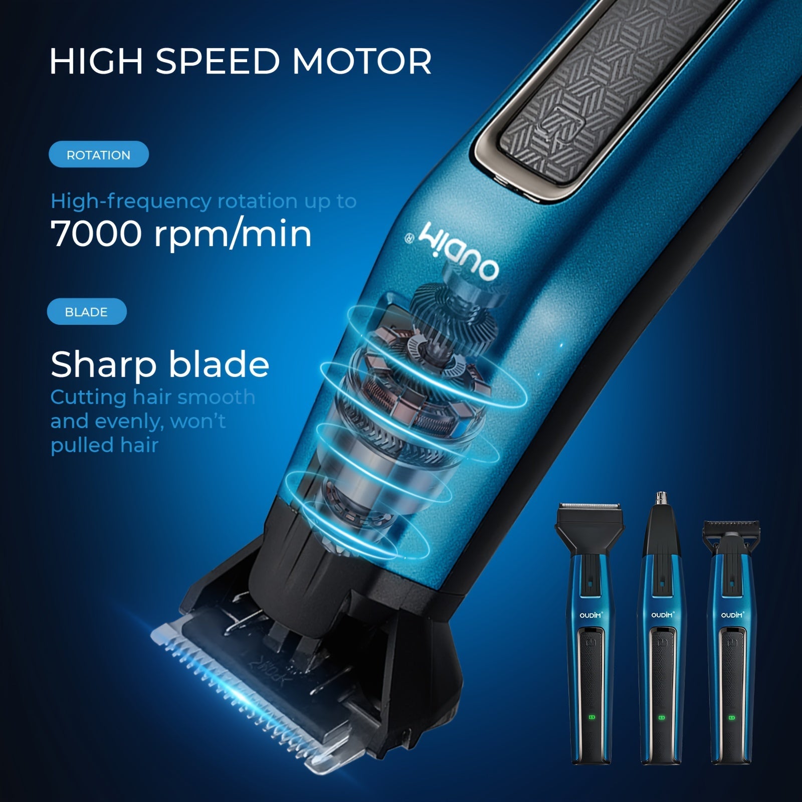 [5-in-1 Hair Clippers Kit] OUDIM 5-in-1 Cordless Shaving and Hair Clippers Kit | Electric Shaver, Body Hair Trimmer, Lady Shaver, Epilator, Bikini Hair Removal, Groin Trimmer | Adjustable Combs, Travel Case - for Men, Barbers, and Family Use