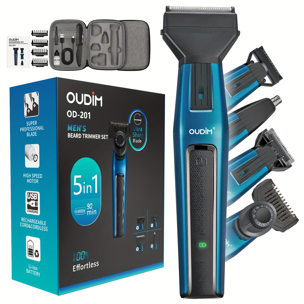 [5-in-1 Hair Clippers Kit] OUDIM 5-in-1 Cordless Shaving and Hair Clippers Kit | Electric Shaver, Body Hair Trimmer, Lady Shaver, Epilator, Bikini Hair Removal, Groin Trimmer | Adjustable Combs, Travel Case - for Men, Barbers, and Family Use