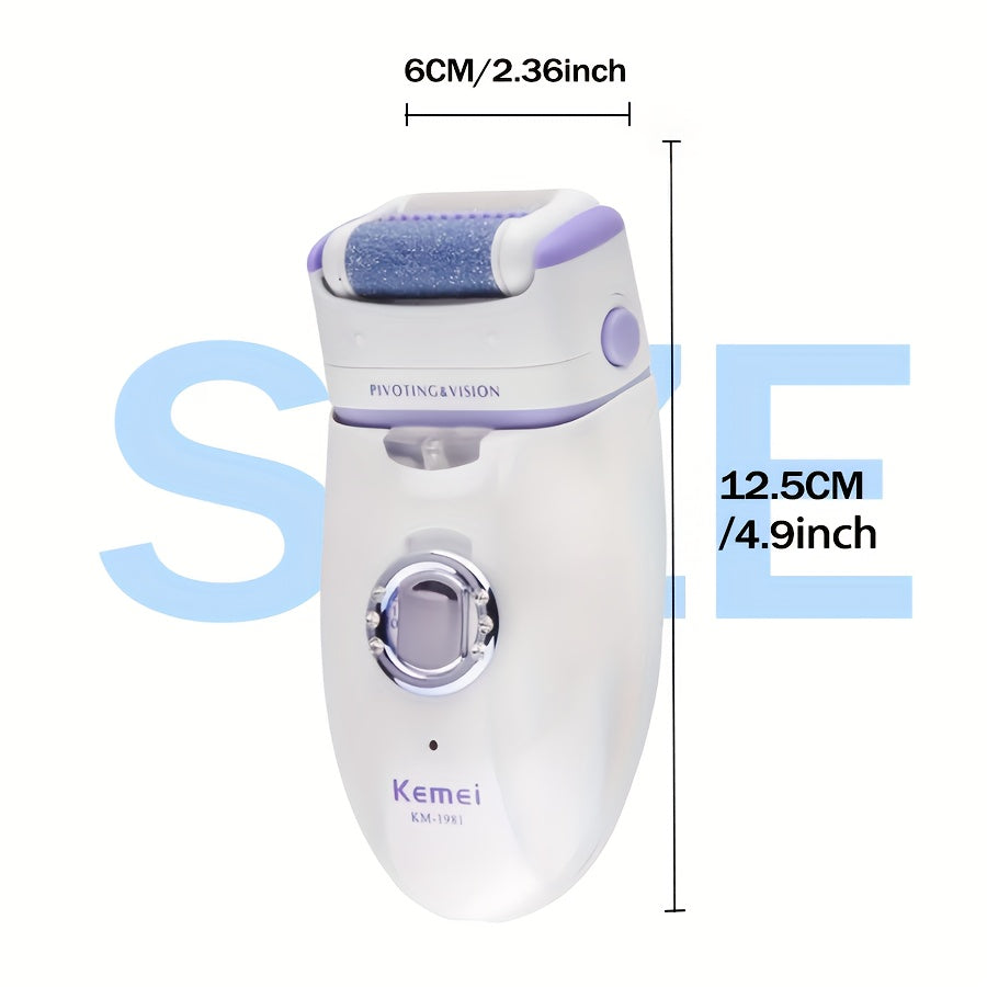 [Comei Epilator] Comei Women's Multifunctional Electric Hair Remover Epilator KM-1981 | Cordless Rechargeable Painless Hair Trimmer for Body Facial Legs, Foot File & Callus Remover