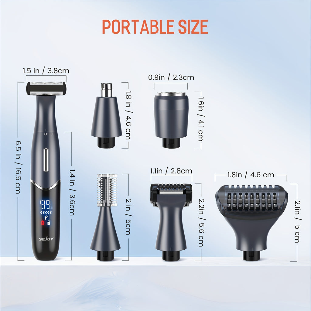 [6 in 1 Trimmer] 6 in 1 Function Trimmer, 1 Handle+6 Different Function Blades | Women's Bikini Trimmer, Body and Face Electric Shaver, Eyebrow, Ear and Nose Hair Shaver, Wet and Dry Dual-Use Beautician
