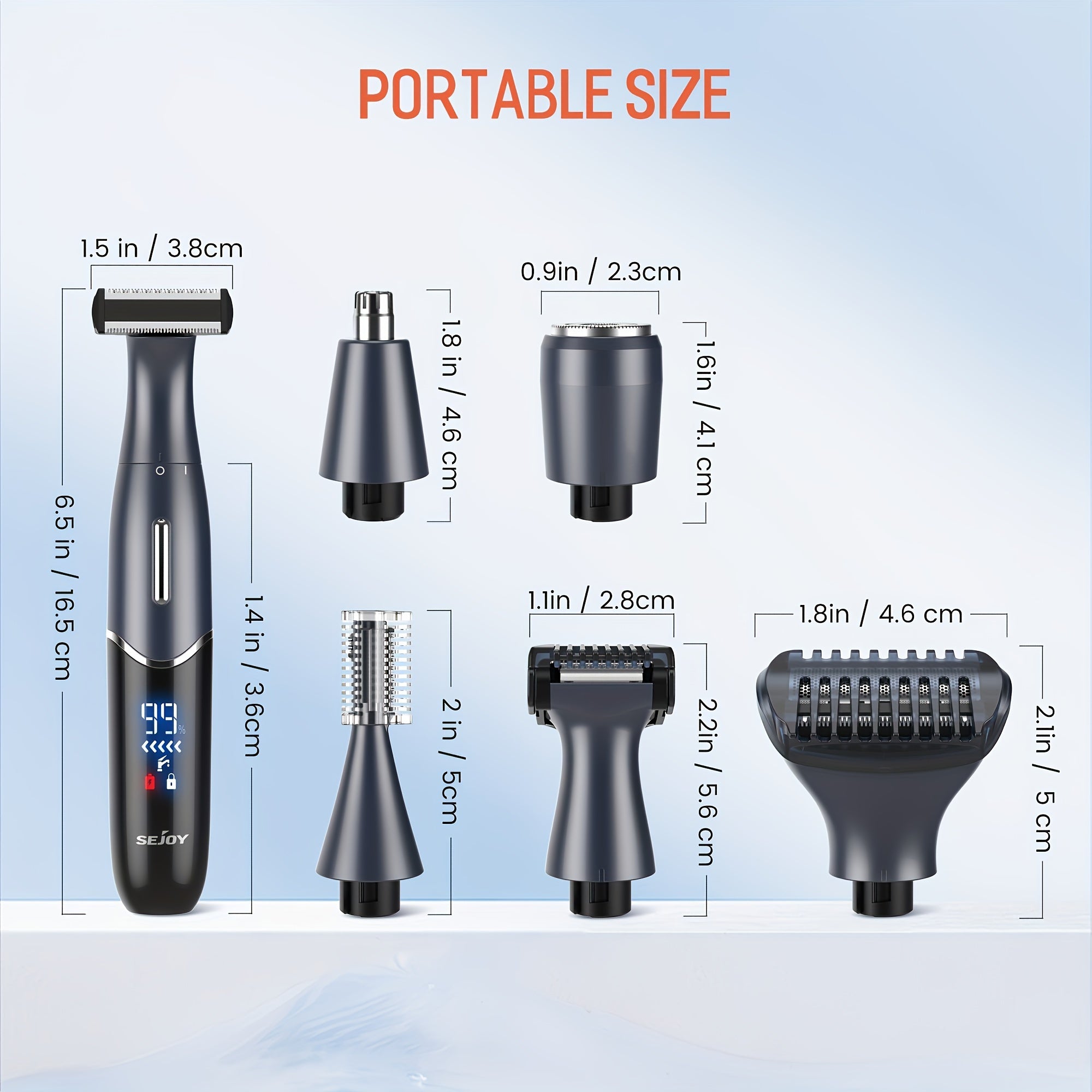 [6 in 1 Trimmer] 6 in 1 Function Trimmer, 1 Handle+6 Different Function Blades | Women's Bikini Trimmer, Body and Face Electric Shaver, Eyebrow, Ear and Nose Hair Shaver, Wet and Dry Dual-Use Beautician