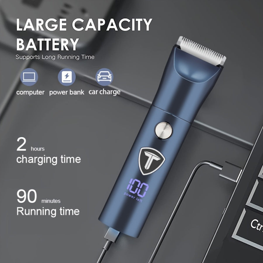 [5-in-1 Men's Body Trimmer] 5-in-1 Professional Body Hair Trimmer for Men | USB Rechargeable Electric Shaver with Replaceable Ceramic Blades, Ergonomic Design for Face, Neck, Chest & Back Grooming | Includes Shaver, Clipper, Nose Hair Trimmer & Eyebrow