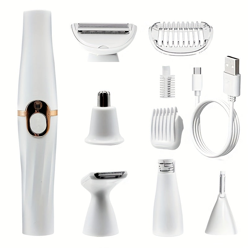 5-in-1 Women'S Electric Shaver - USB Rechargeable Bikini and Eyebrow Trimmer, Leg Hair Remover, Nose Hair Remover, Multifunctional Beauty Set, 5-in-1 Women'S Shaver, Personal Care Device, Perfect Gift for Friends