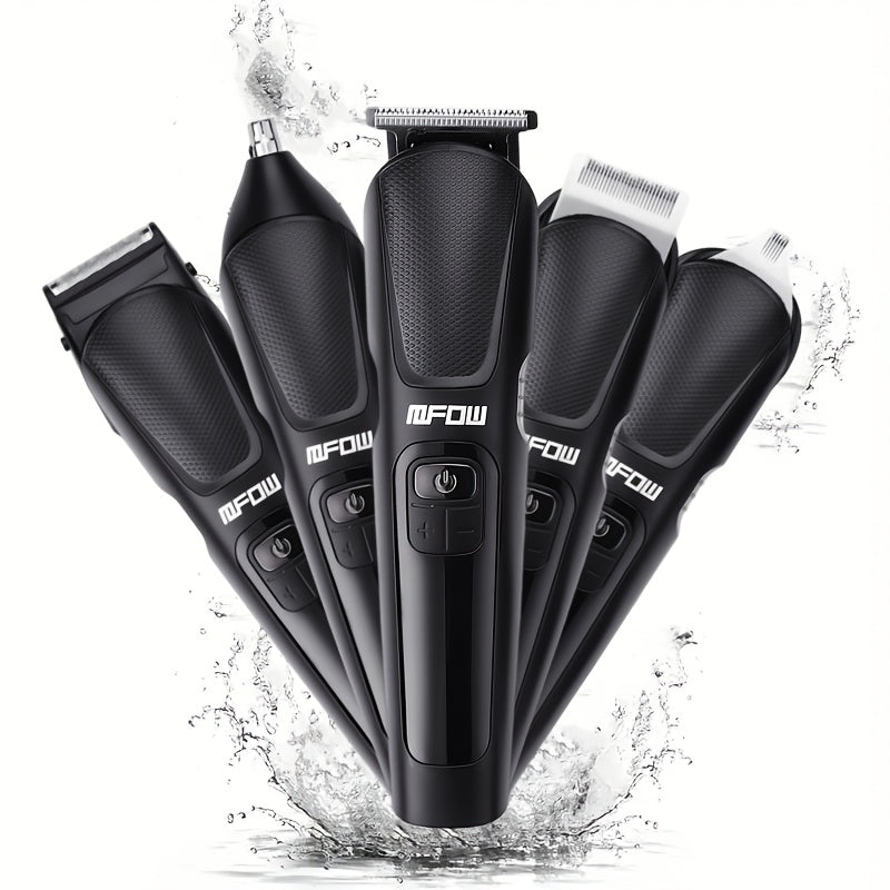 Multi-functional 5-in-1 Electric Barber Set: LCD Display, Hair Clipper, Electric Shaver, Nose Hair Trimmer, USB Charging, Suitable For Men'S Oil Head And Home Grooming, Efficient And Convenient